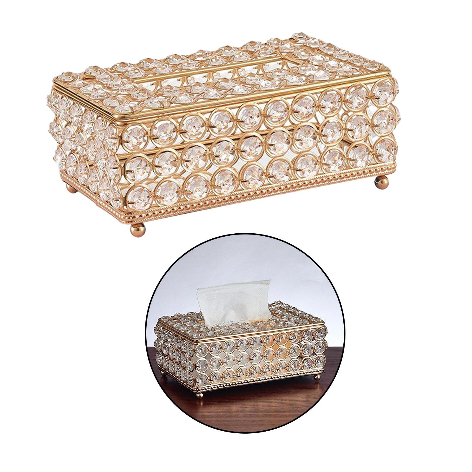 Tissue Box Rose Gold Crystal House Decorative