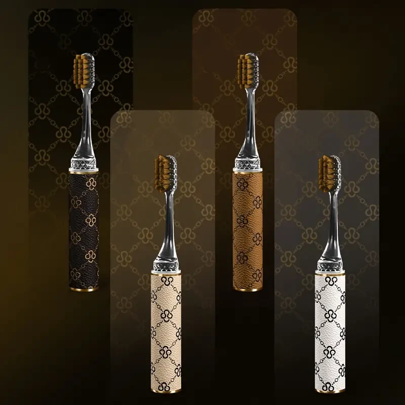 4-Pack of Luxury Toothbrushes with Textured Leather
