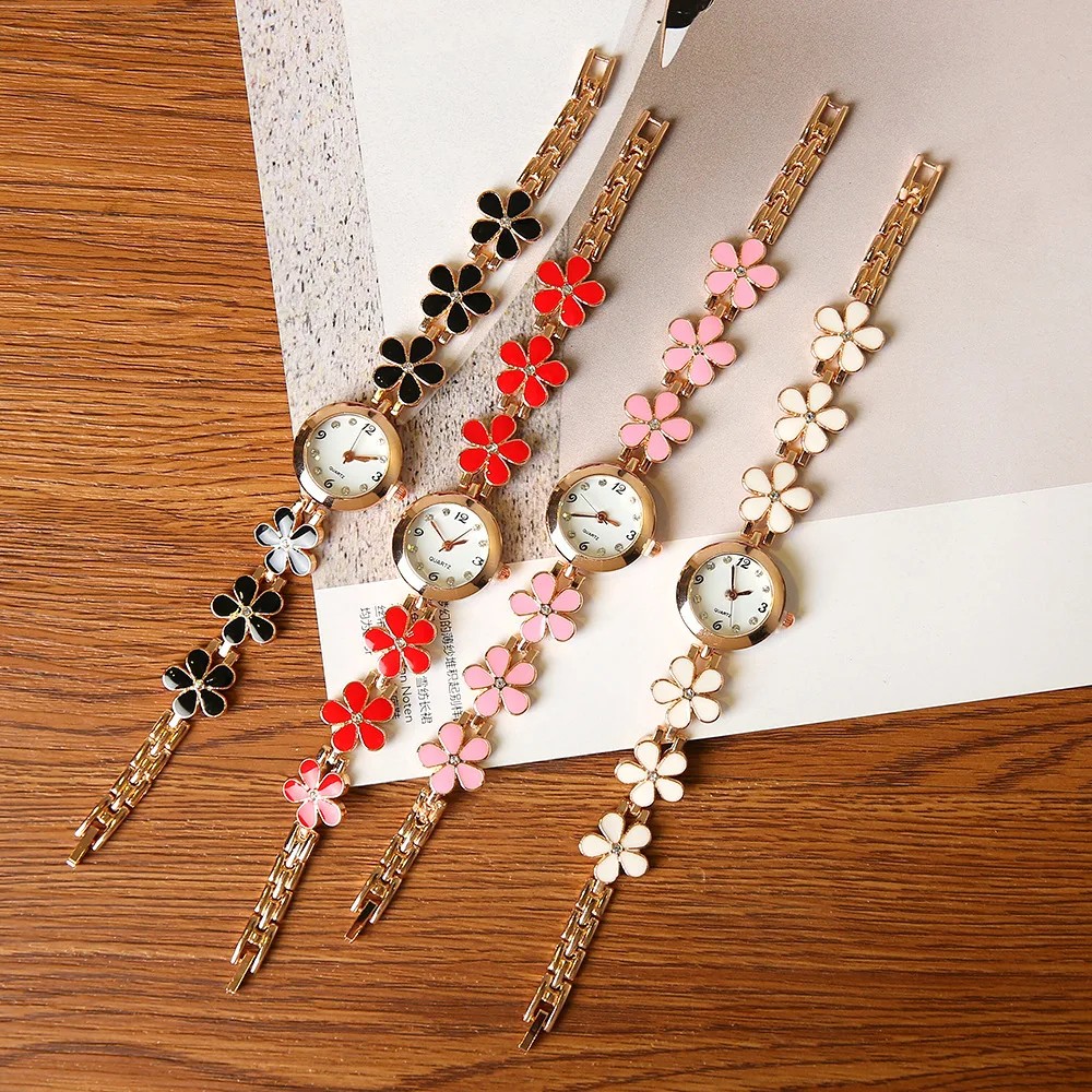 Luxury Rhinestone Flower Bracelet Watch