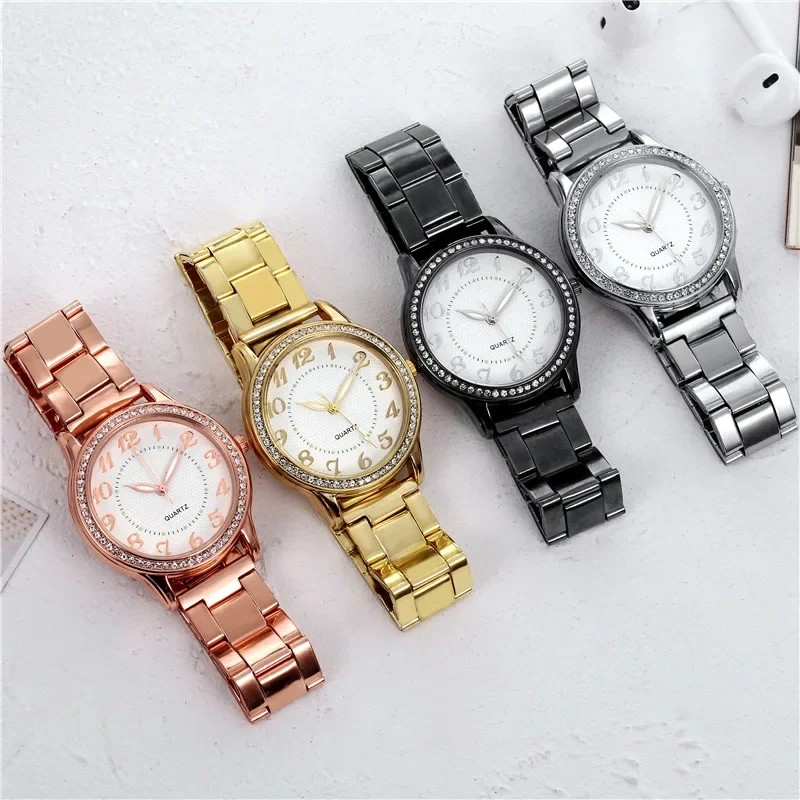 Simple Rhinestone Steel Band Watch