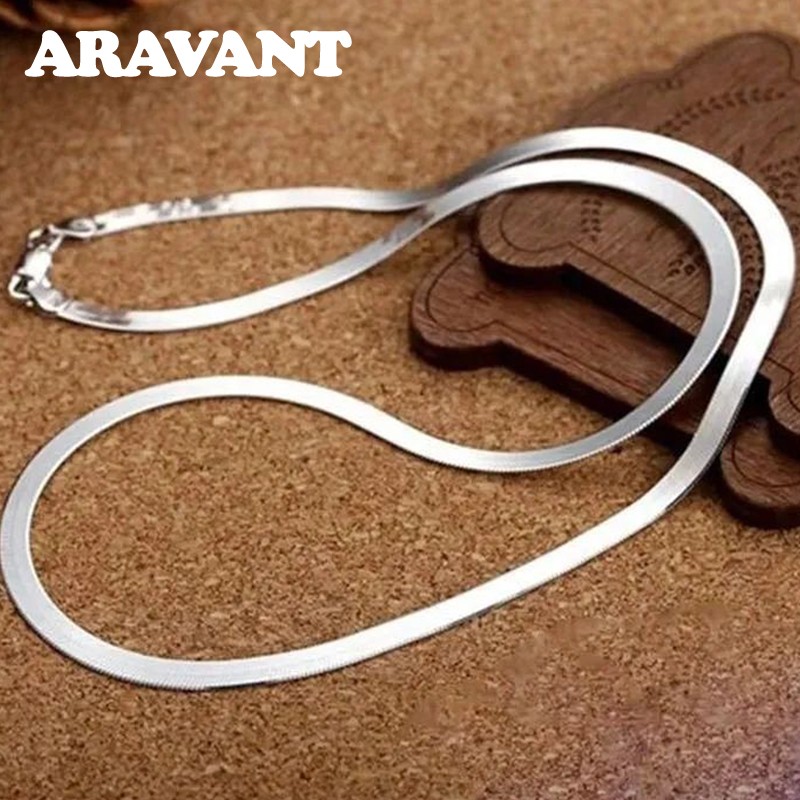 Aravant 925 Silver 4MM Snake Bone Necklace Chain