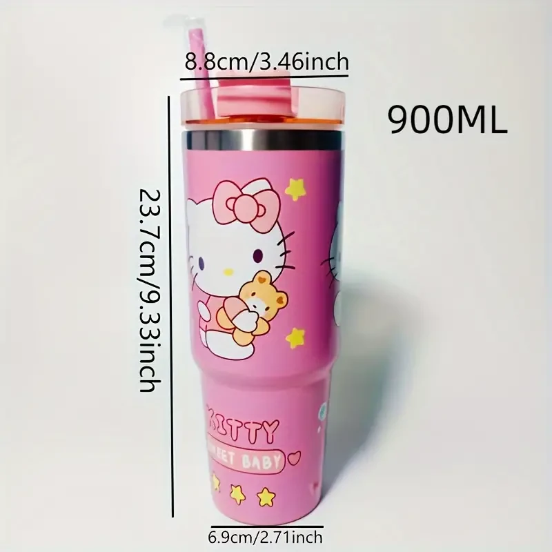 Hello Kitty & Friends 30.43oz Insulated Stainless Steel Water Bottle - Shatterproof with Lid and Straw