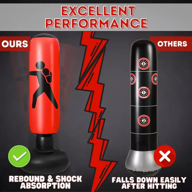 Kids Inflatable Punching Bag with Stand, Freestanding Boxing Bag for Children, 160.02cm Martial Arts Kickboxing Bag, Polyethylene Fitness