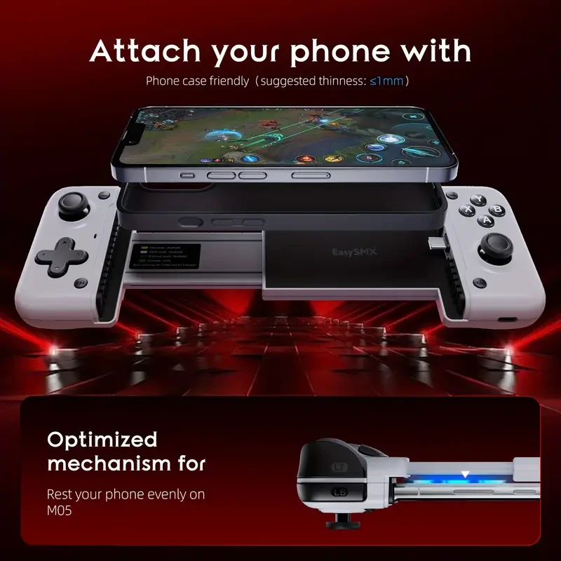 1pc EasySMX M05 Wireless Game Controller, Dual-Mode Joystick, 500Hz Adjustable Response, Compatible with Android & iOS, Turbo, Macro