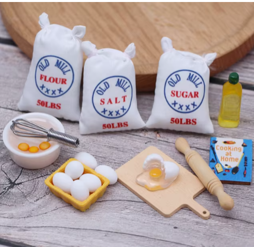 1Set Dollhouse Miniature Simulation Whisk Flour Bag Modle DIY Doll House Accessories Furniture Decor