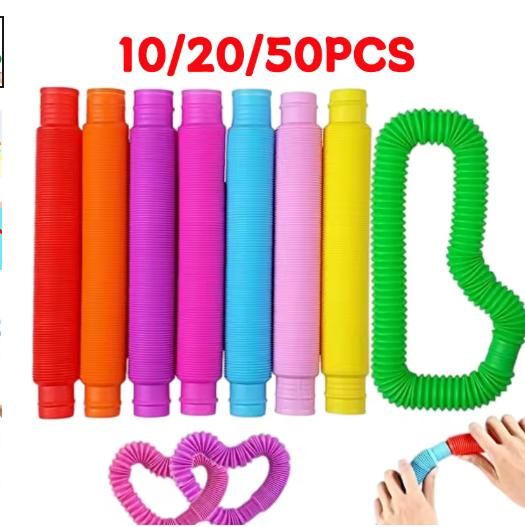 10/20/50PCS Rainbow Pop Tube Pack Telescopic Tube Stress Relief Sensory Toy for Children Adults Learning Toys Brinquedos