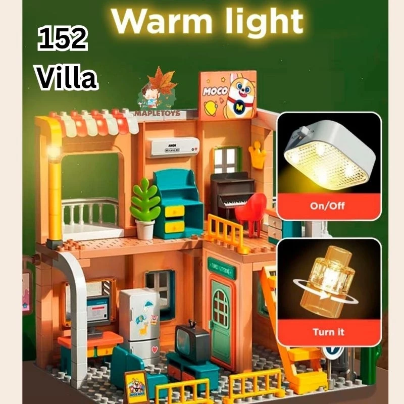 Doll House Building Blocks 152 pcs compatible Duplo Feelo Genius Architect Villa Large house children's toys