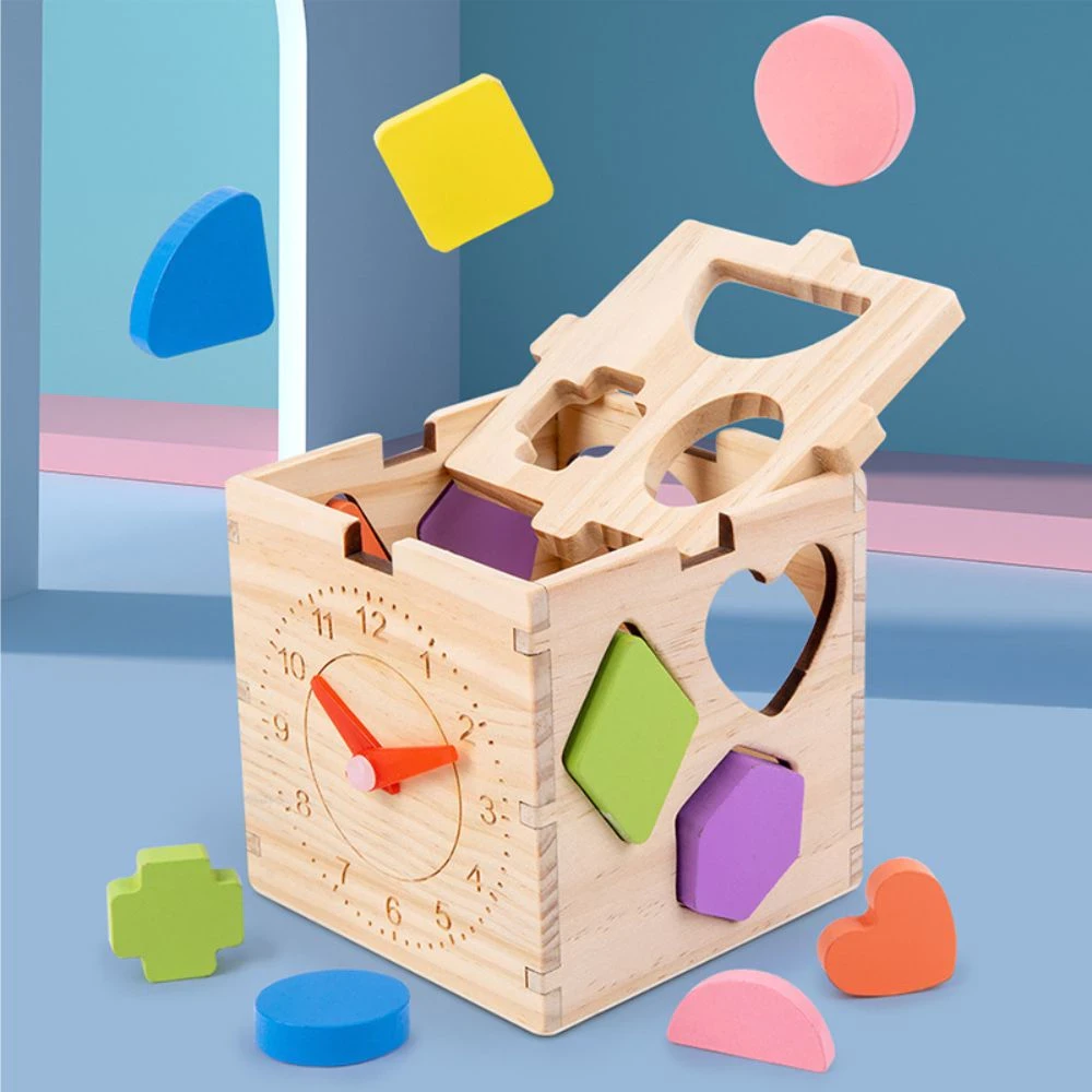 Educational Wooden Toys Motor Puzzle Geometry Wooden 3D Toy Box