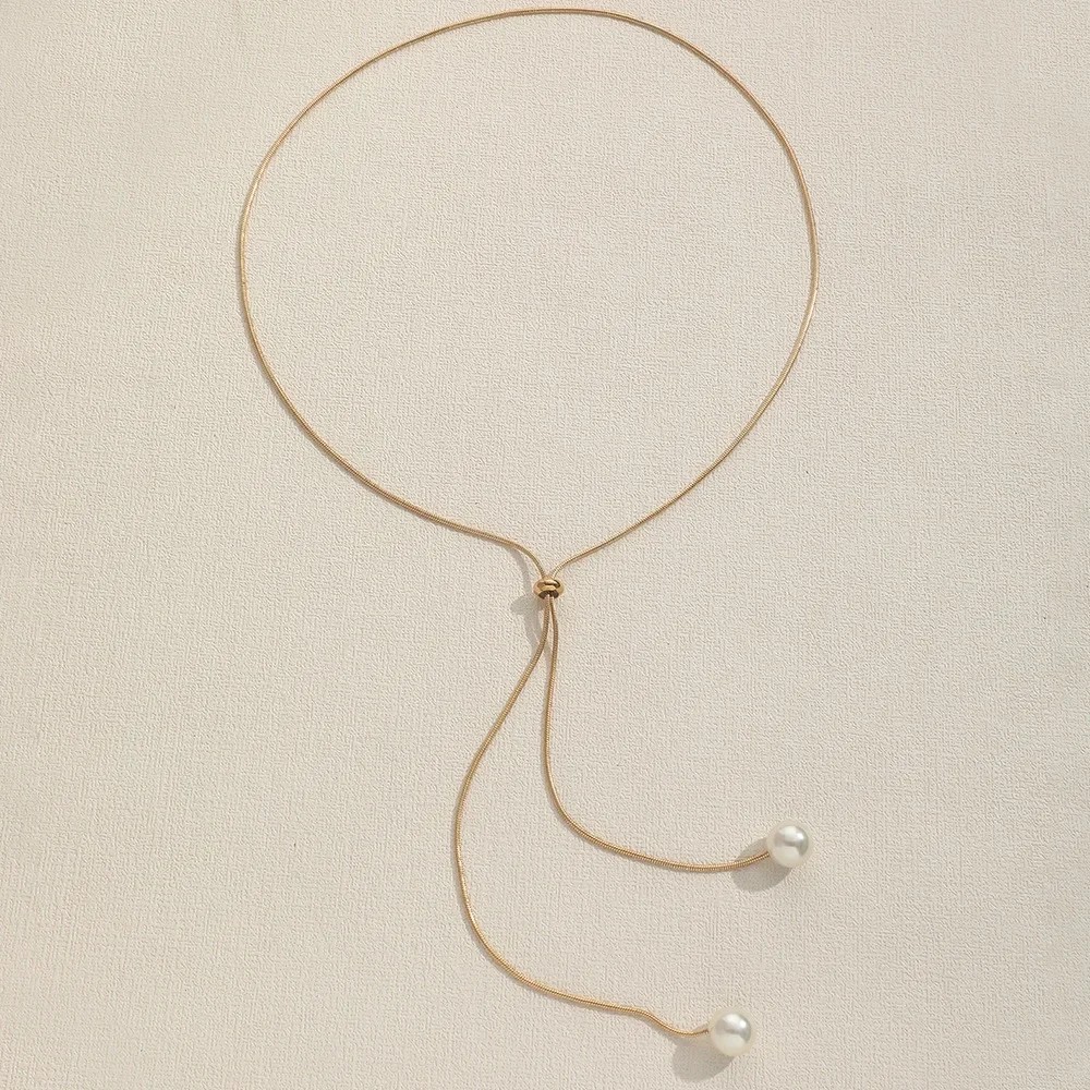 Fashion Simple Gold Color Pearl Necklace
