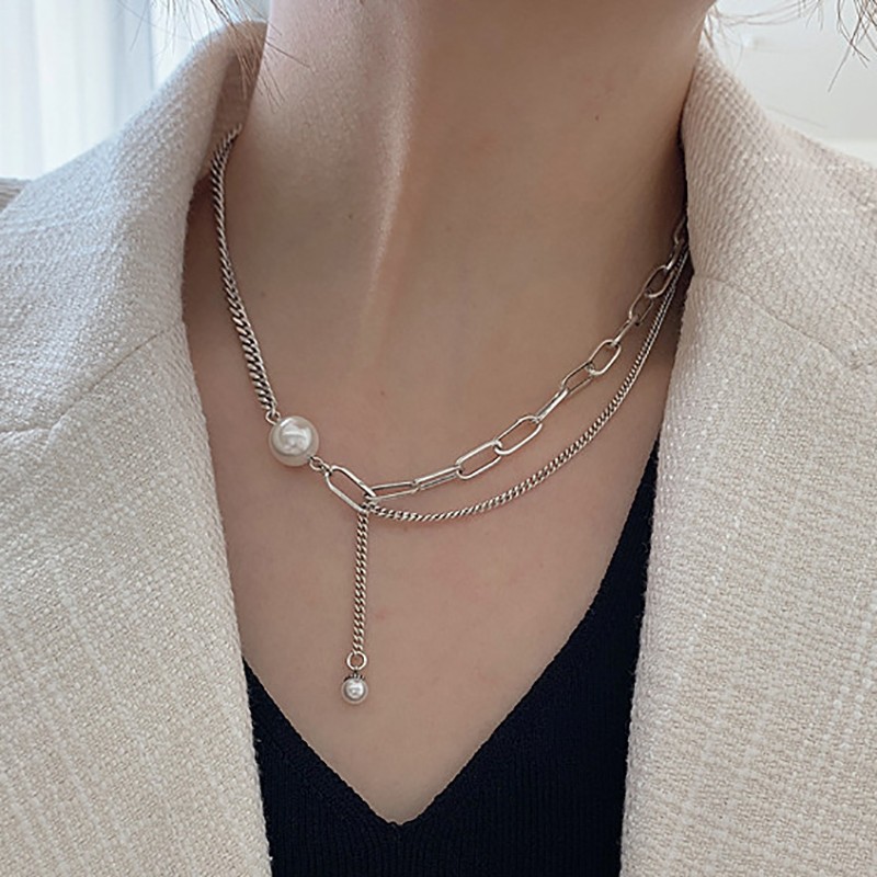 FOXANRY Double-Layered Pearl Necklace