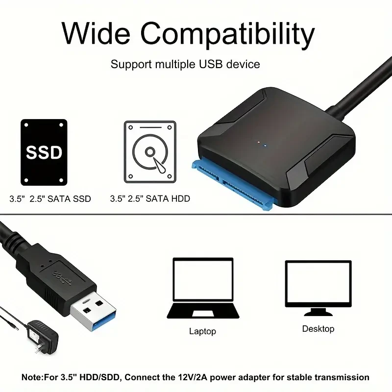 SATA To USB 3.0 Adapter Cable External Hard Drive