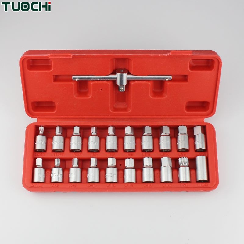 21Pcs Oil Drain Plugs Removal Tool Key Socket Kit