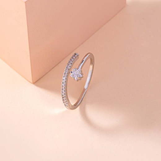 Simple Five-pointed Star Micro-inlaid Zircon Ring Jewelry Ring Accessories