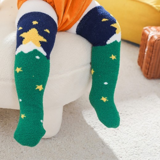 New Baby Christmas Cartoon Coral Velvet Stockings