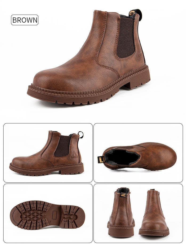 Women Steel Cap Work Boots Slip On Safety Oiled Leather Puncture Proof size 8-13