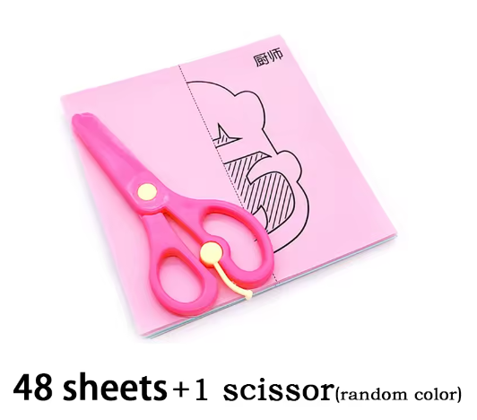 48/90pcs Scissor Skills Toy Set Children Kids Cutting Activity Workbook Preschool Learning Cognition Animal Fruits PaperCraft