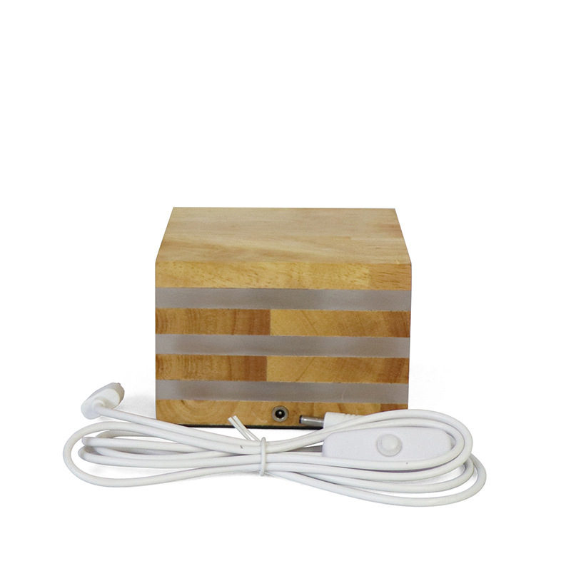 The New Night Light Creative Solid Wood LED Night Light New Strange Wooden Table Lamp Square Bedroom Bedside Lamp