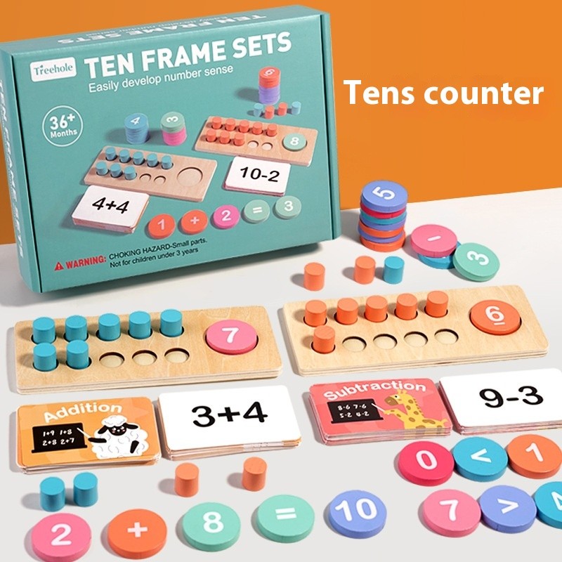 Kindergarten Ten-grid Teaching Aids Addition And Subtraction Count Ten Counter Children's Math Educational Toys