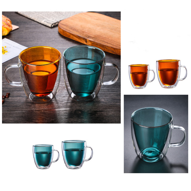 High borosilicate glass double cup coffee cup