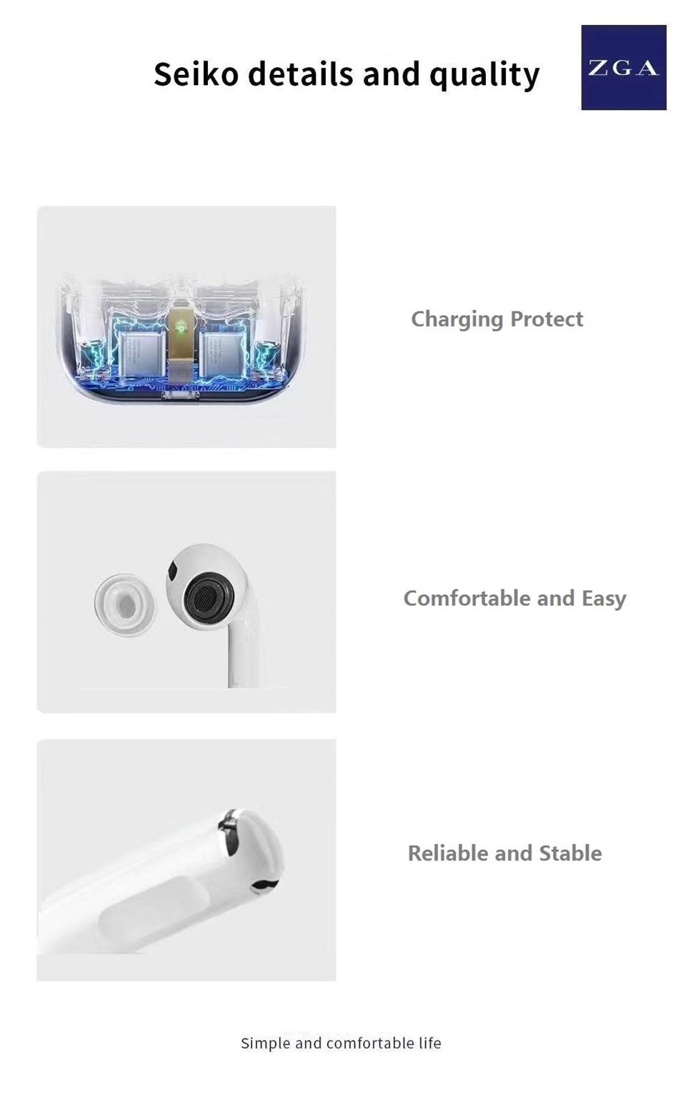 ZGA EarPods , Wireless Earbuds, Airpods