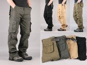 32-44 Navy Men Multi-pocket Cargo Pants Outdoor Trousers Hiking Camp