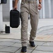 Men's Tactical Pants Water Resistant Flex Ripstop Cargo Lightweight Hiking-GREY