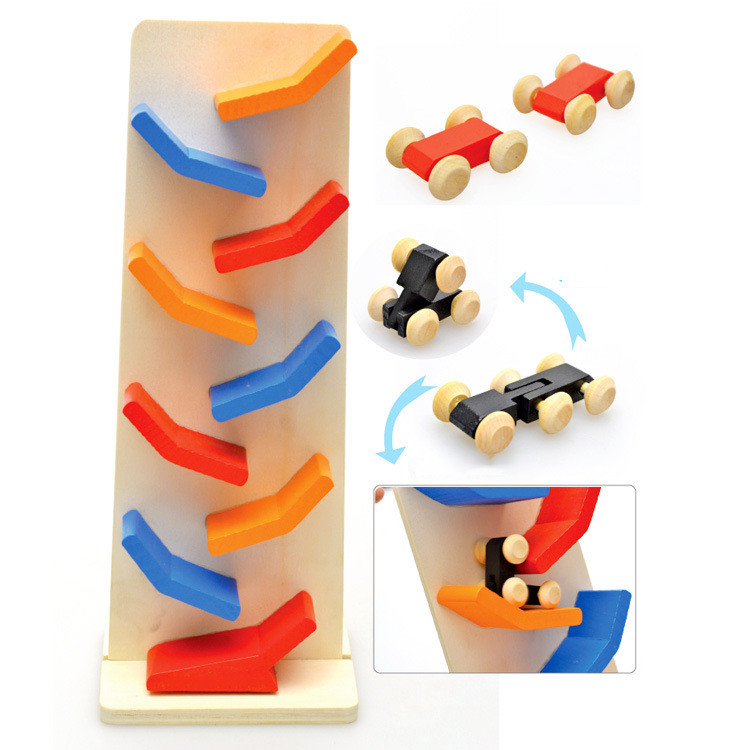 Wooden Gliding Roller Coaster Track Gliding Car Children's Toys