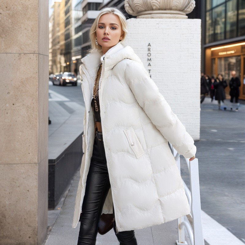 Below The Knee Cotton Clothes Women's Mid-length Down Cotton-padded Jacket