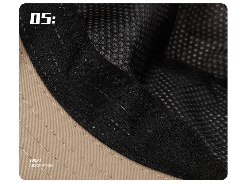 BLACK- Sun Hat 12cm Brim Bucket Hats Outdoor Fishing Hiking Cap UV Protection