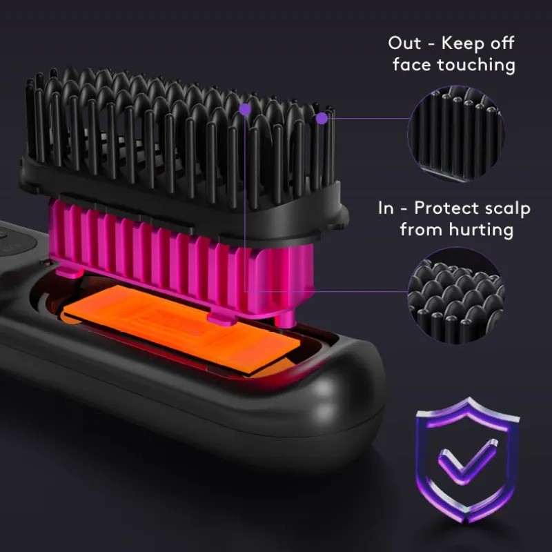 2-in-1 Wireless Hair Straightener and Curler Brush with USB Charging