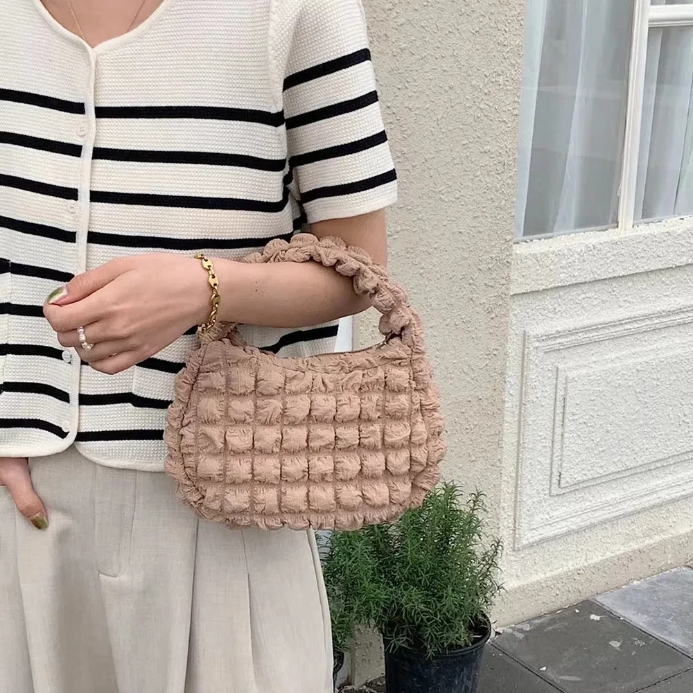 Western Style Gentle Pleated Bubble Handbag