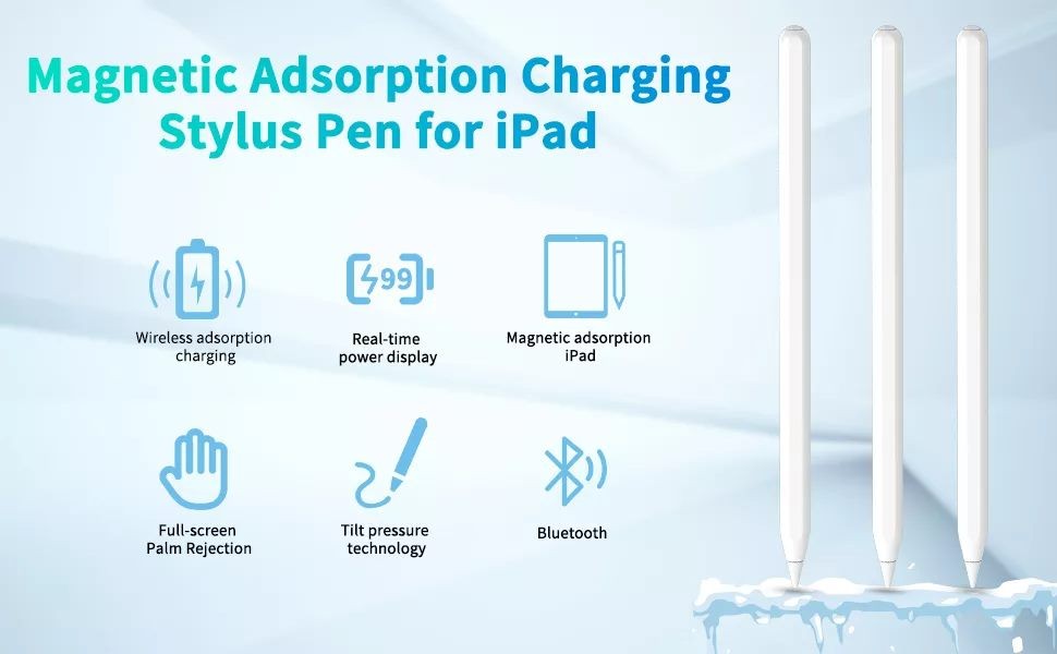 Stylus Pen For iPad With Wireless Charging Palm Rejection Bluetooth
