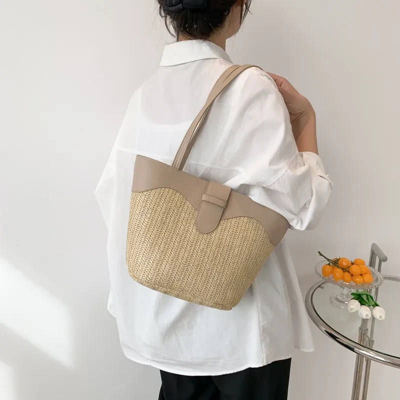 Women's Woven Large Capacity Fashion Patchwork Handbag