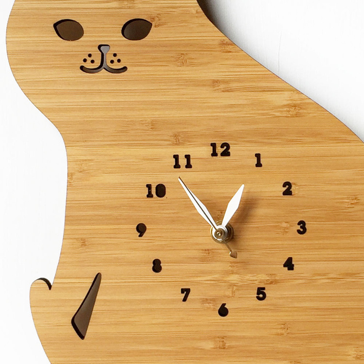 12 pouces chat/hibou modle horloge pour la maison dcoration murale dessin anim bambou horloges animaux Europe design moderne enfants chambre dcoration