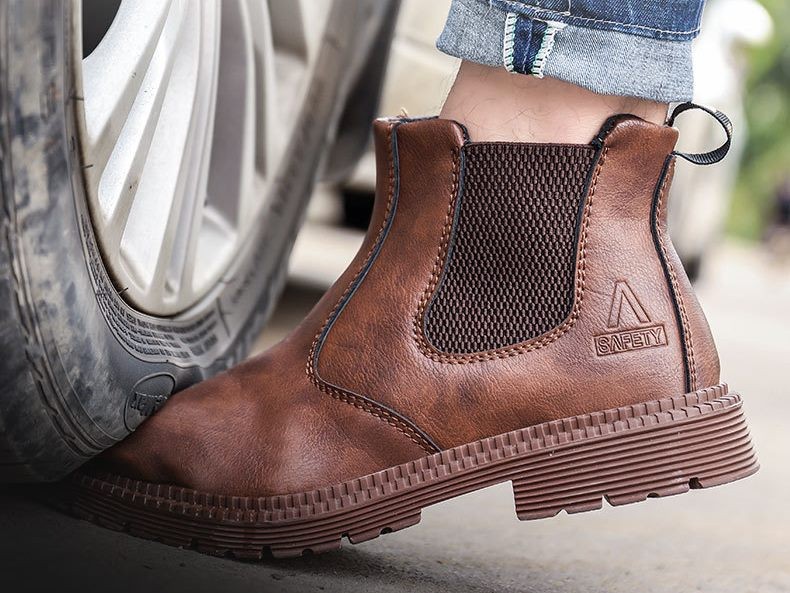 Size 5 -13 Steel Toe Work Shoes Slip On Safety Oiled Leather Boot Puncture Proof