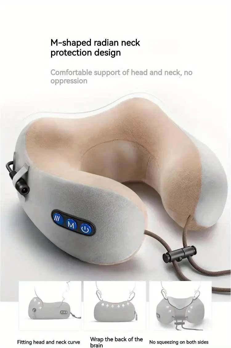 U-Shaped Electric Neck Massager with Durable Memory Foam, Heated Deep Tissue Kneading for Relaxation, Rechargeable Lithium Battery 800mAh, USB Charging, Portable for Travel, Office, Home, Ideal Father's Day Gift - Unscented