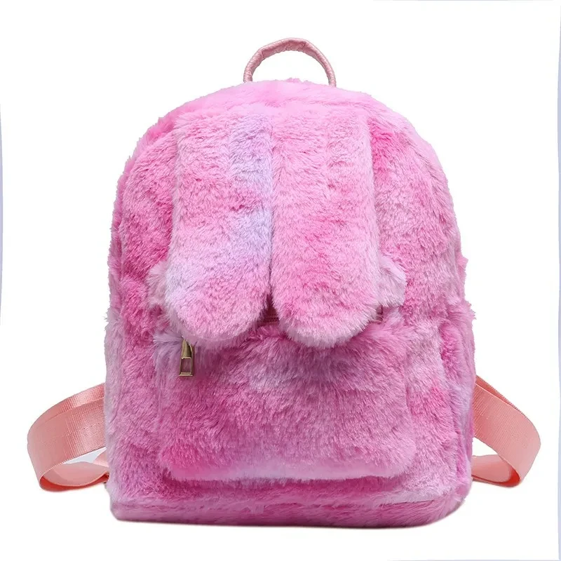 Women's Fashion Plush Cute Rabbit Ears Backpack