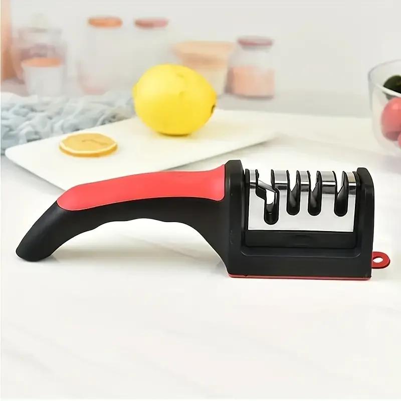 4-Stage Professional Knife Sharpener  Diamond and Ceramic Rods, Safe Design