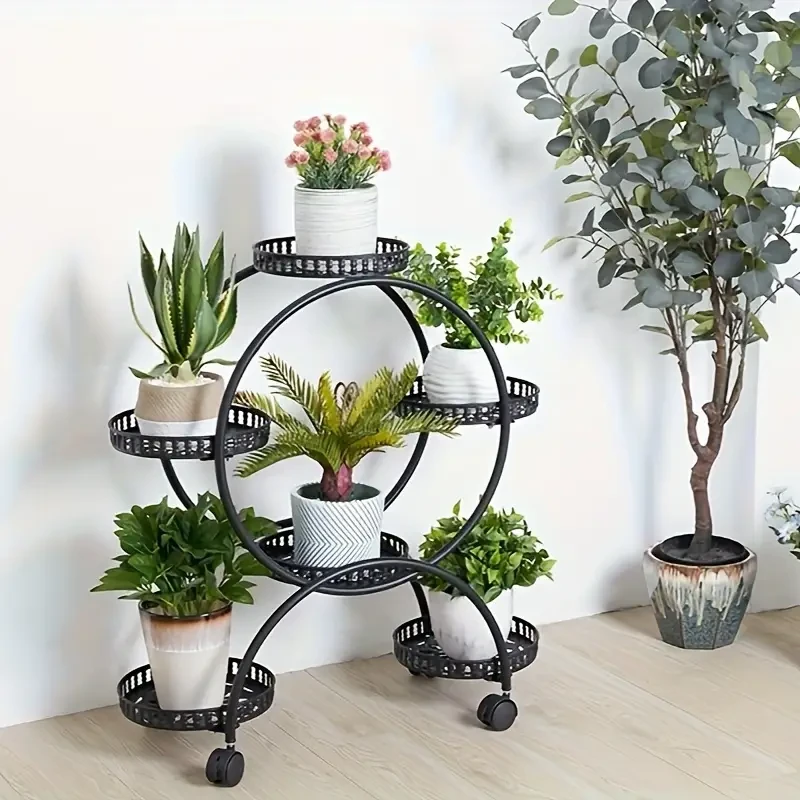 6 Pot Metal Plant Stand Multi-Layer Plant Holder