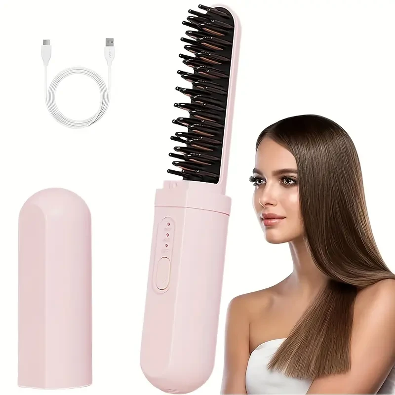 Portable USB Rechargeable Hair Straightening Comb