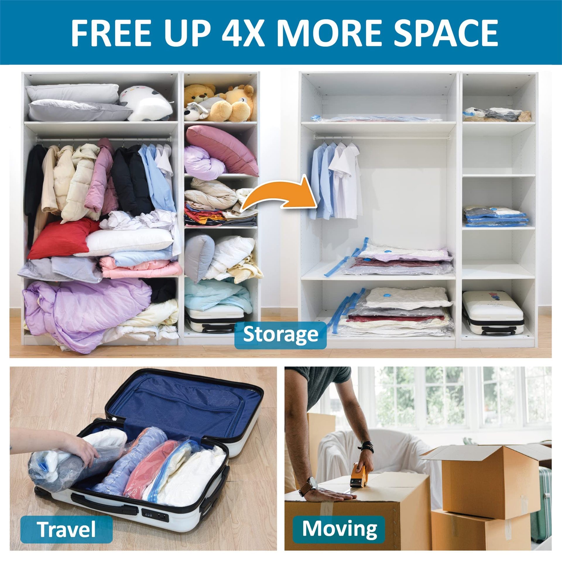 Transparent Vacuum Bag Clothing Compression Household Travel Thickened Plus-sized Quilt Storage Vacuum Organizing Folders