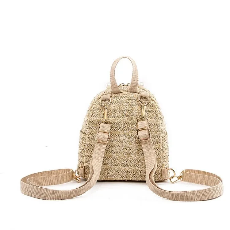 Straw bag fashion woven backpack