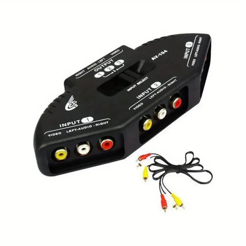 3-Way Audio Video AV RCA Switch Splitter