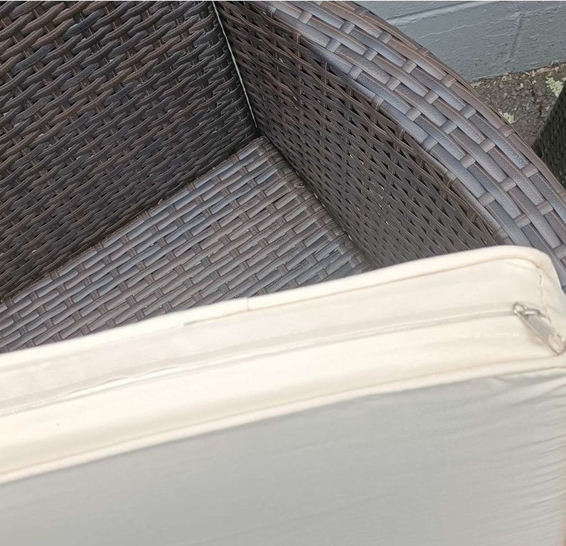 BROWN PE/PVC Rattan Patio Chairs & Round Table 3PC Set