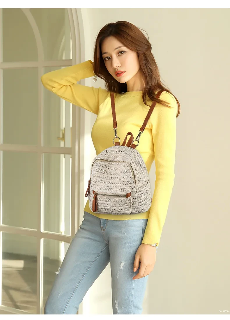 Straw backpack woven backpack