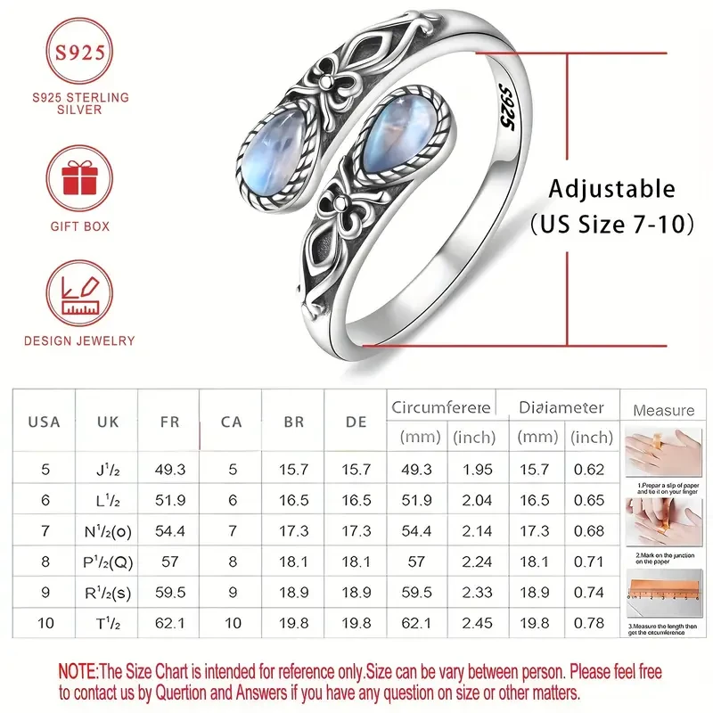 Sterling Silver Moonstone Spoon Ring