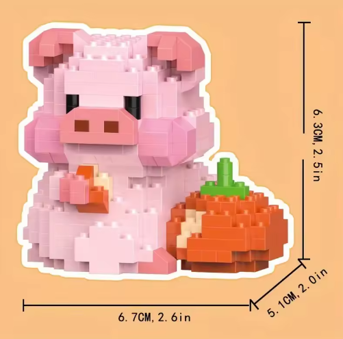 Pig Animal Mini Cute Building Block Set Cow Kawail Model for Girls and Boys Toys Kit Gifts for Adults and Kids