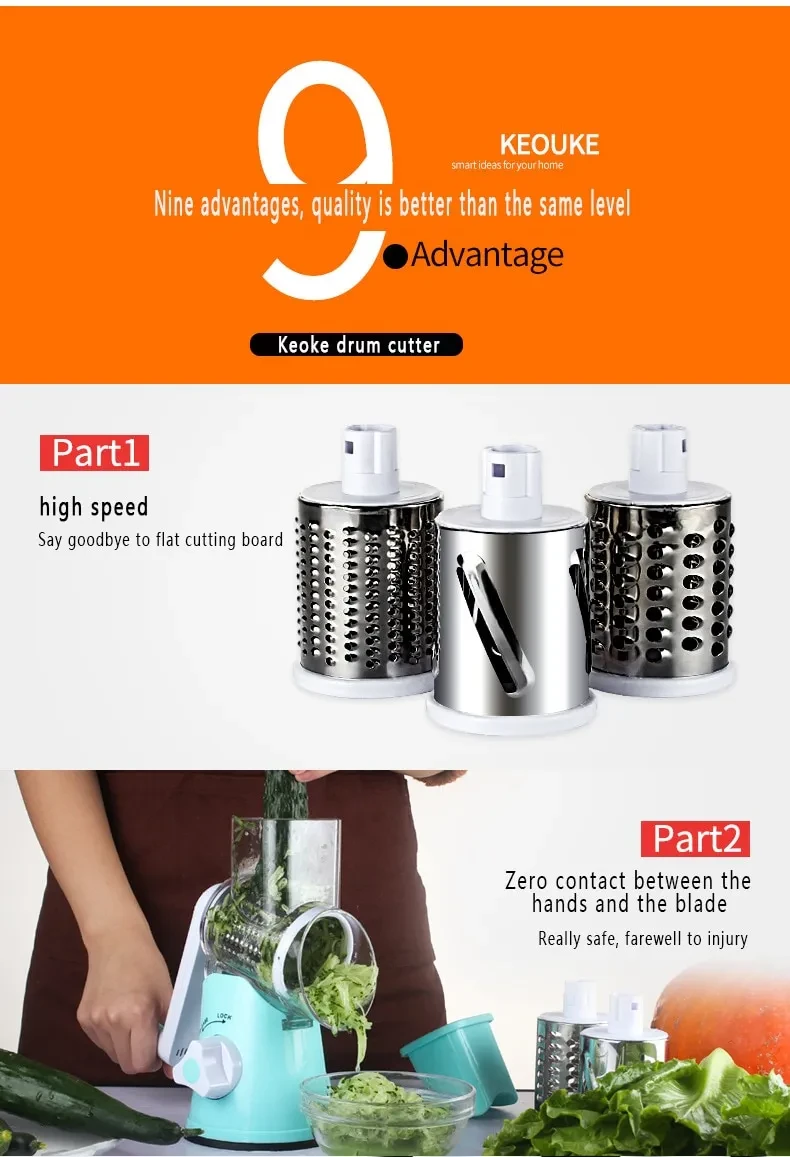 Vegetable Cutter Round Mandoline Slicer Potato Julienne Carrot Grater Cheese