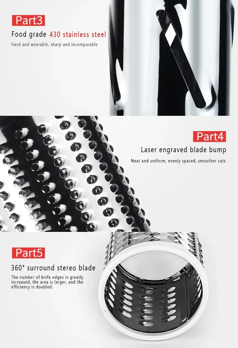 Vegetable Cutter Round Mandoline Slicer Potato Julienne Carrot Grater Cheese