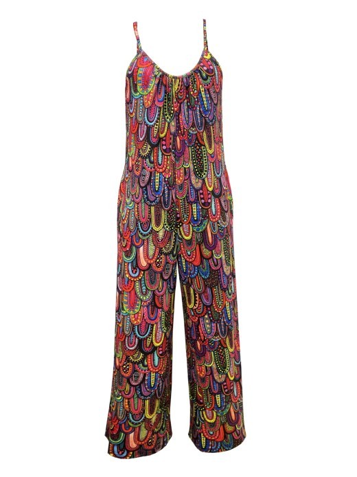 Sleeveless  Women's Printed Loose Jumpsuit